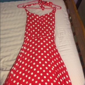 Pin up polka dot vintage retro halter dress